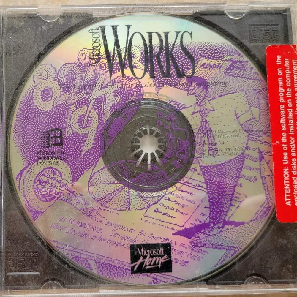 Vintage CD - Microsoft Works, Part No. 57345OEM